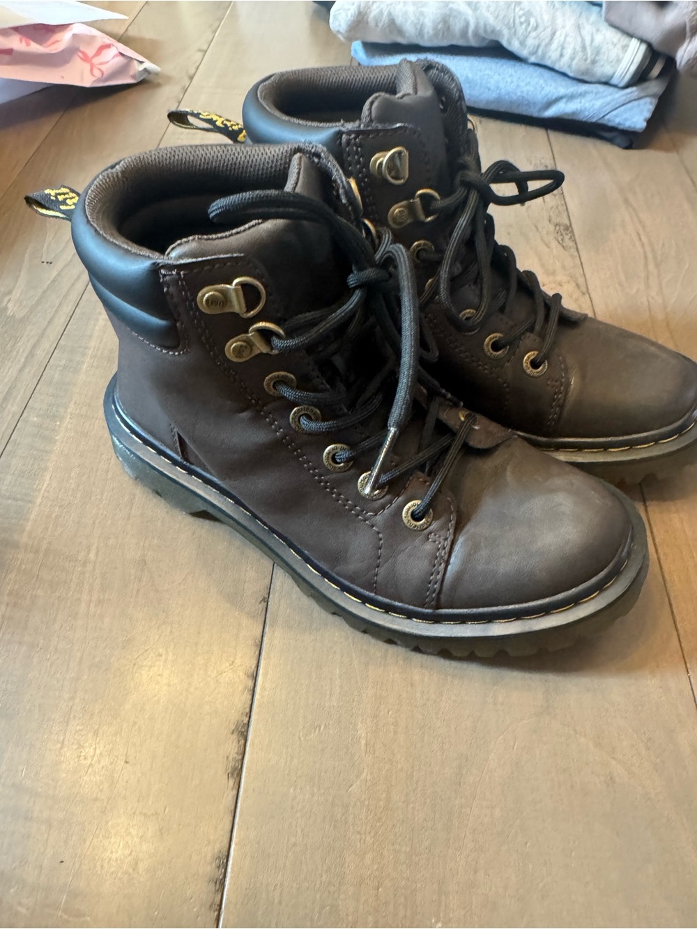 Dr. Martens Size 6 Faora Brown Leather Lace-Up Boots